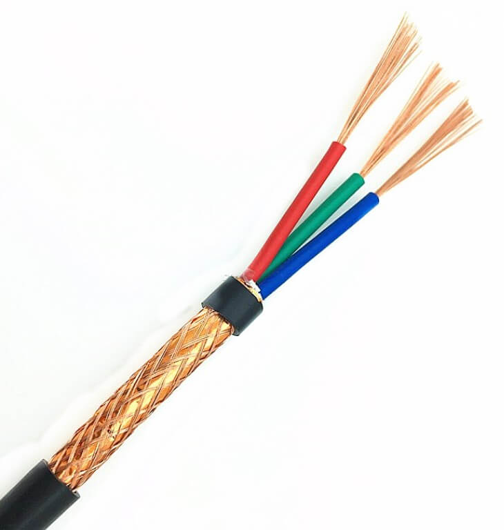 Bajo voltaje 1,5 mm2 Cable de cobre flexible multinúcleo Malla de alambre blindado con aislamiento de PVC Cable flexible blindado de alambre de 16 awg con revestimiento de PVC