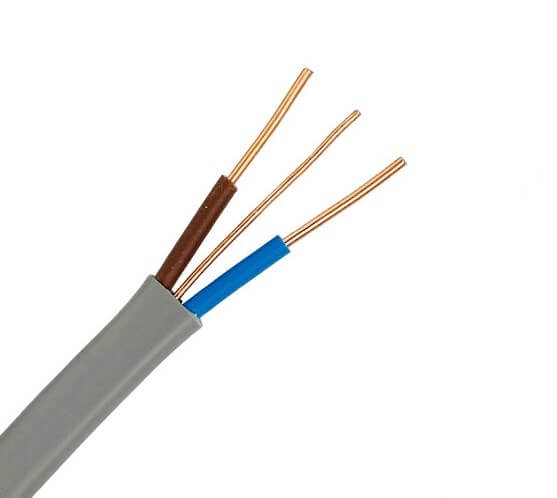 China 6242Y 1.5mm2 Cable doble y de tierra Cable eléctrico plano 2x1.5mm2 Conductor de cobre doble y cable de tierra